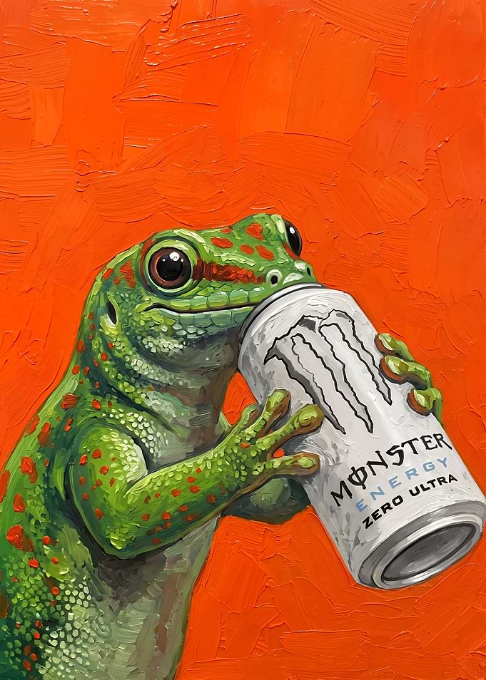 Frog Drinking Energy Drink