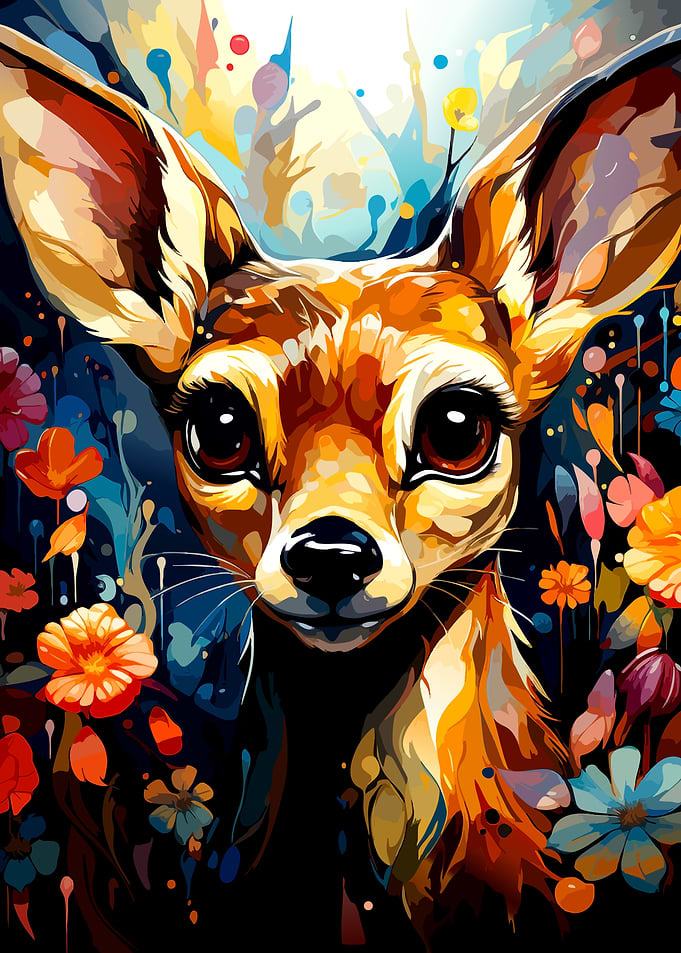 Vibrant Artistic Fawn Portrait