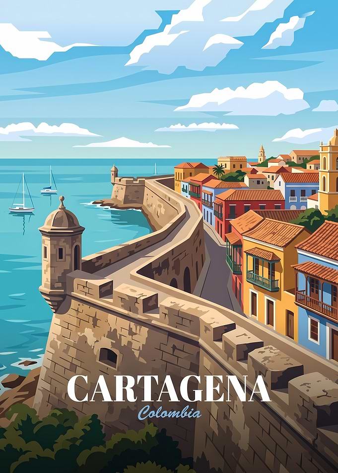 Cartagena Colombia Travel Poster