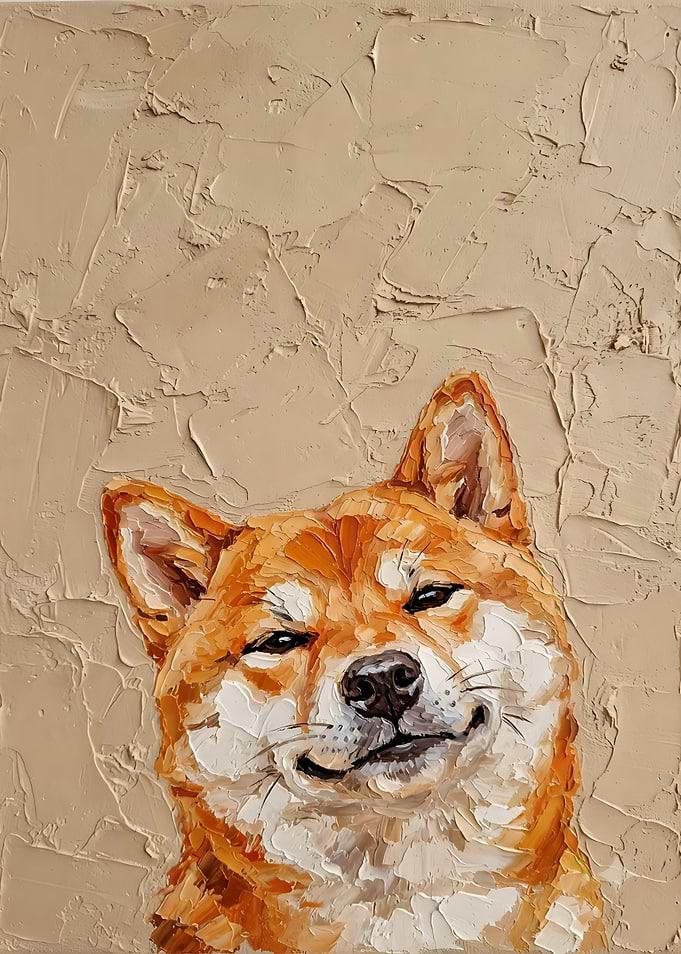 Impasto Oil Painting of Shiba Inu