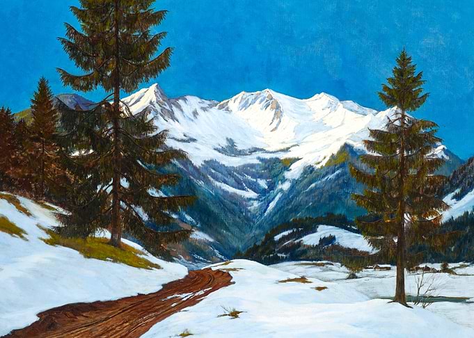 Winter Mountains Landscape Painting by Lothar Rudolf Meilinger