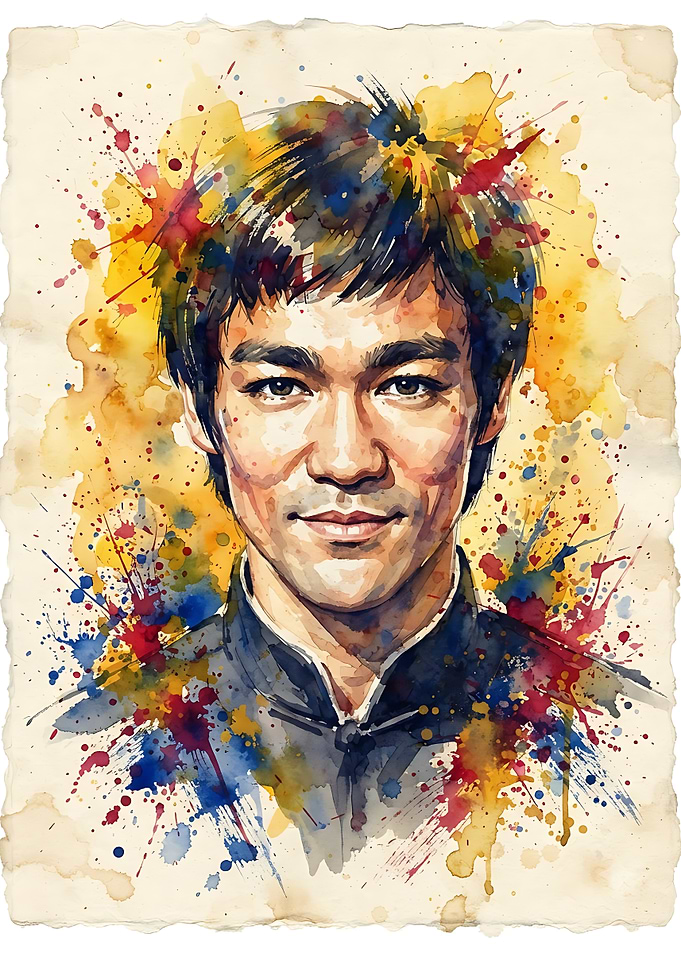 Bruce Lee Watercolor Portrait