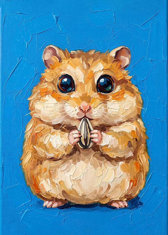 Impasto Oil Painting of Cute Hamster