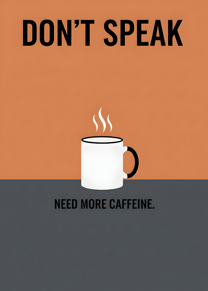 Don't Speak Need More Caffeine Poster