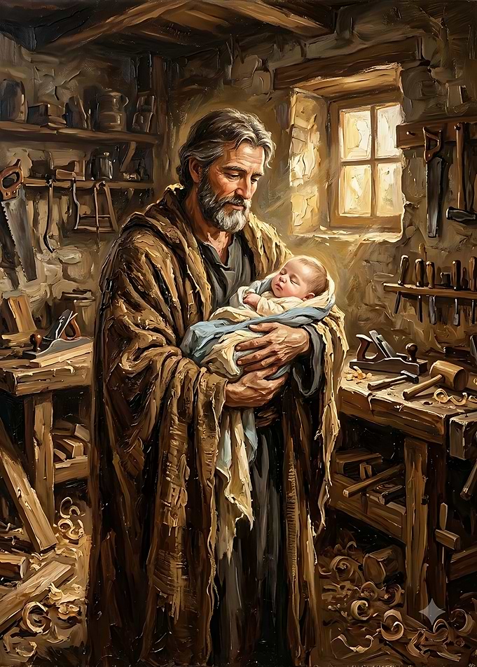 Saint Joseph Holding Baby Jesus