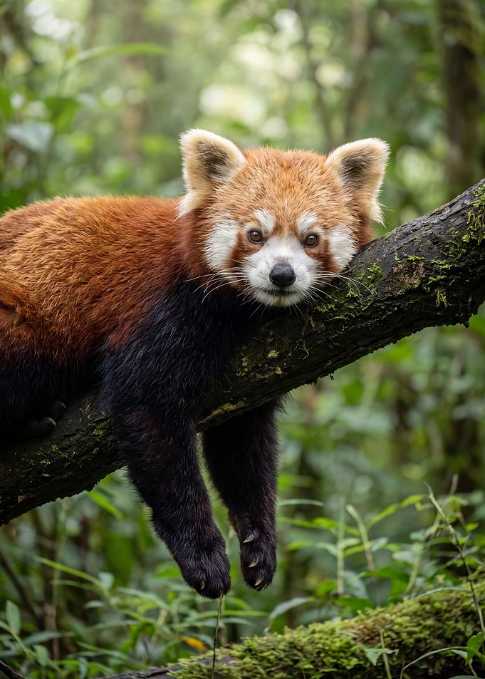 Red Panda Resting on Tree Branch