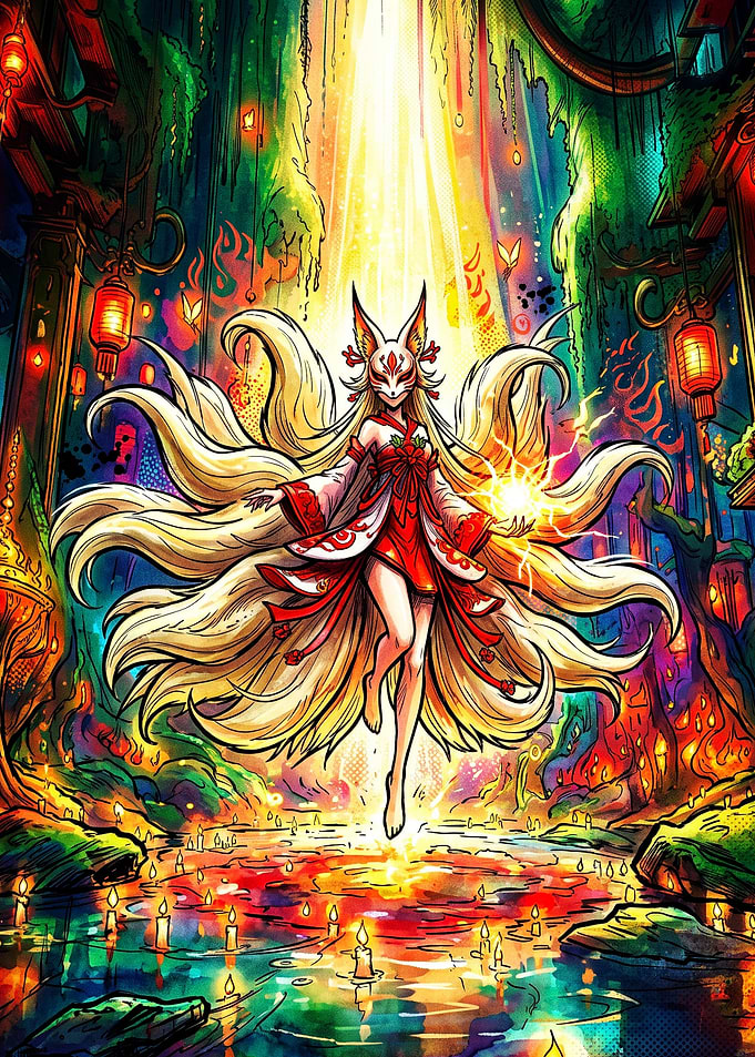 Kitsune Spirit Magic Anime Art