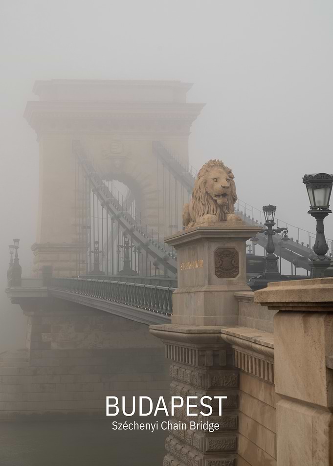 Foggy Széchenyi Chain Bridge in Budapest