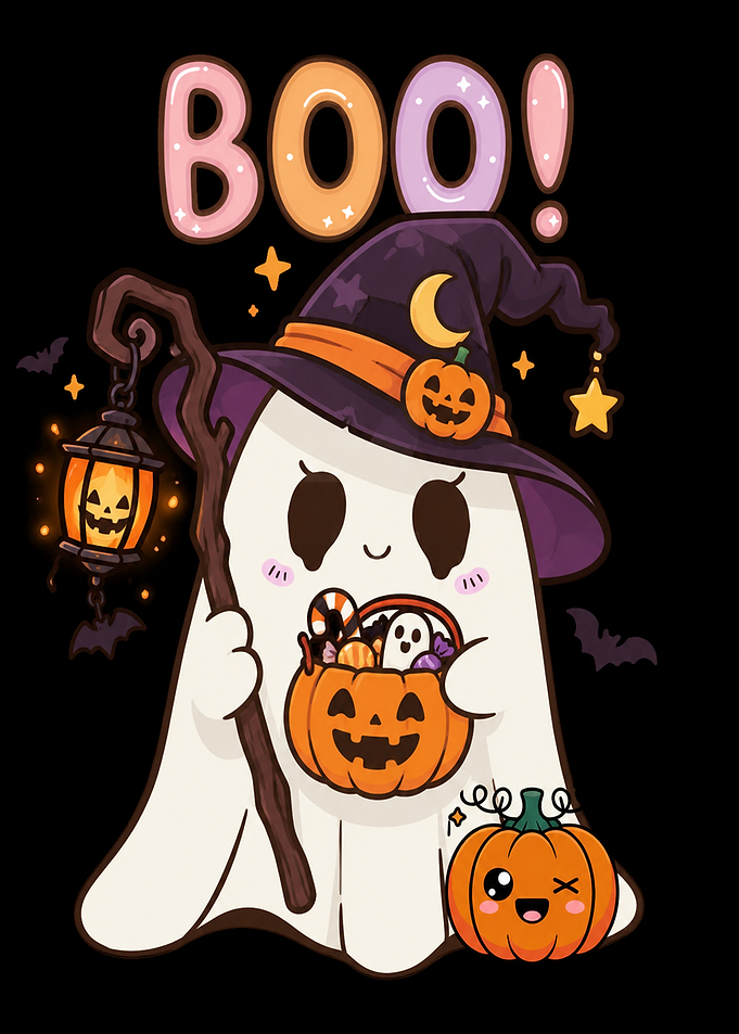 Cute Kawaii Ghost Halloween Illustration