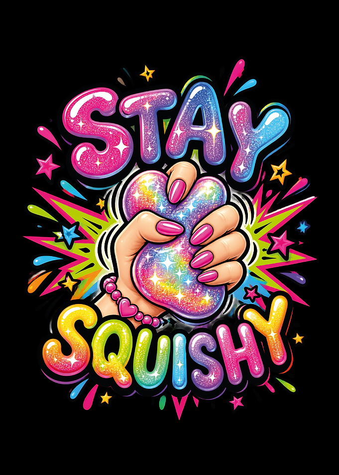 Stay Squishy Glittery Hand Poster