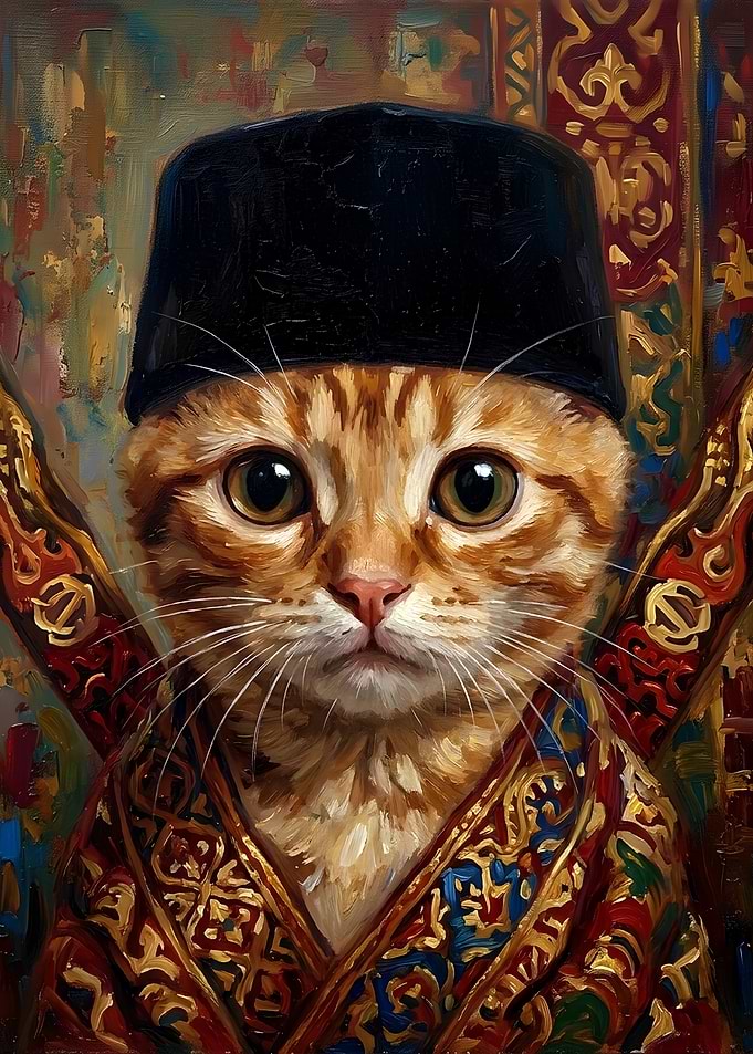 Regal Ginger Cat in Traditional Attire