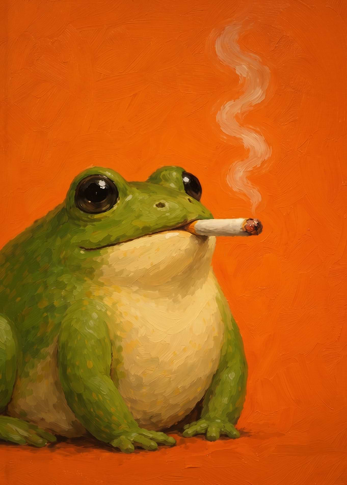 Smoking Frog Painting Art