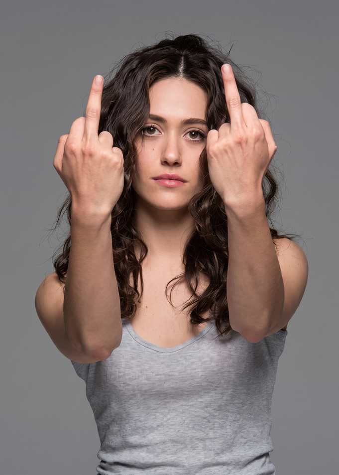 Emmy Rossum Giving the Middle Finger
