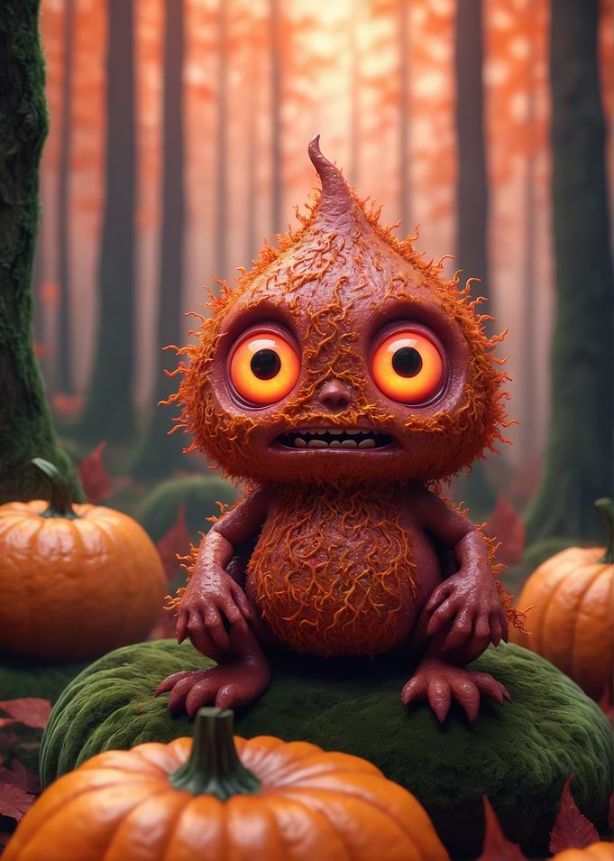 Cute Spiky Autumn Forest Creature