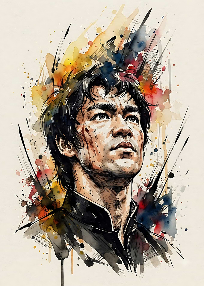 Bruce Lee Watercolor Portrait