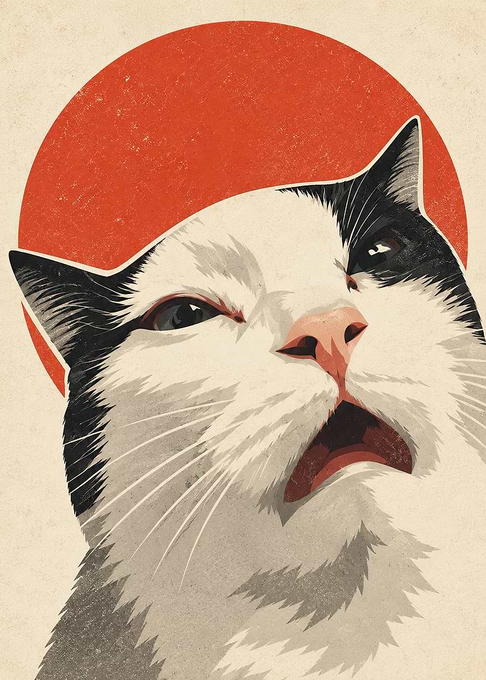Uncomfortable Cat Retro Meme