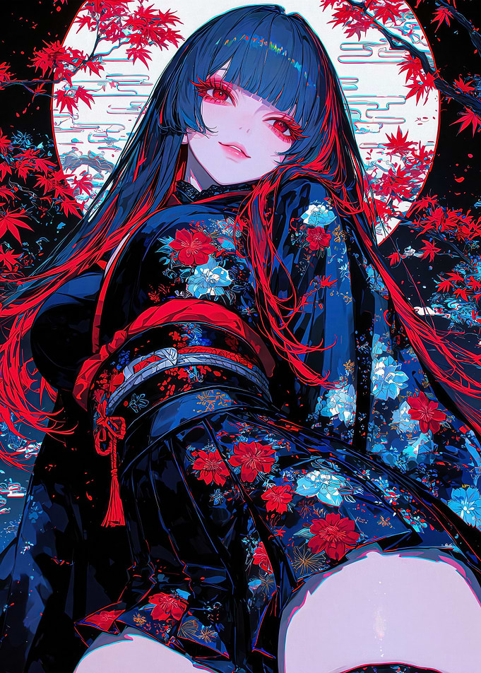 Anime Girl in Floral Kimono