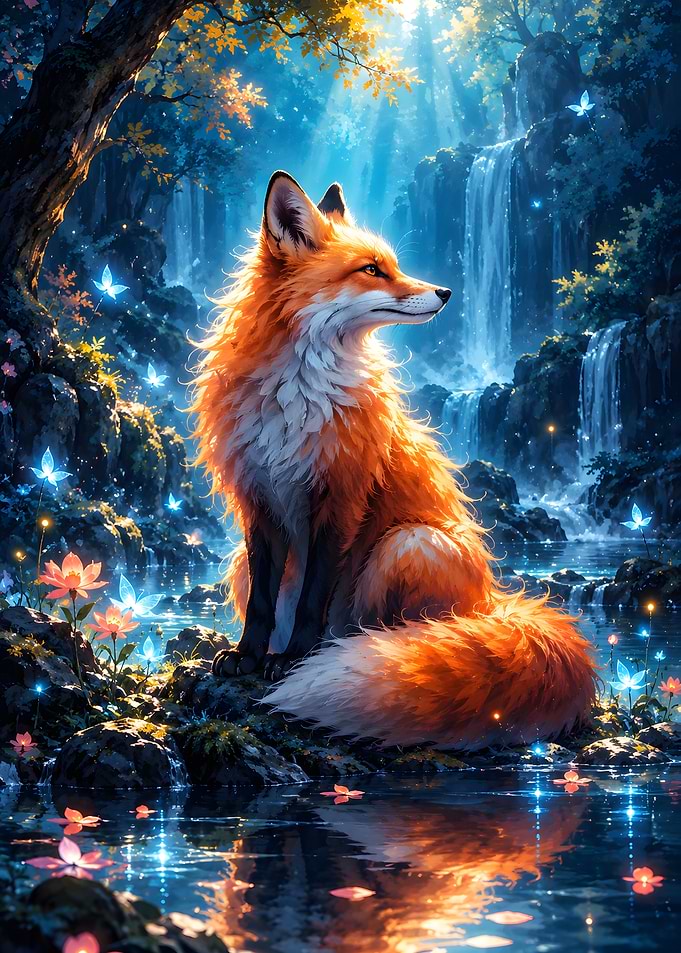 Magical Fox in Enchanted Forest