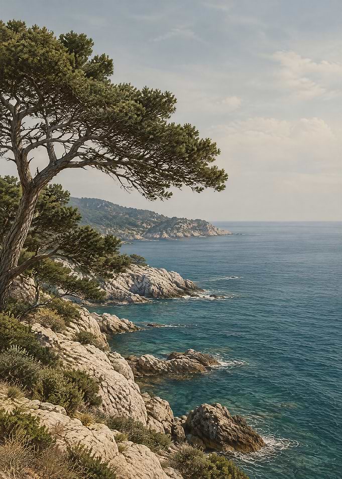 Coastal Pine Tree Overlooking Sea