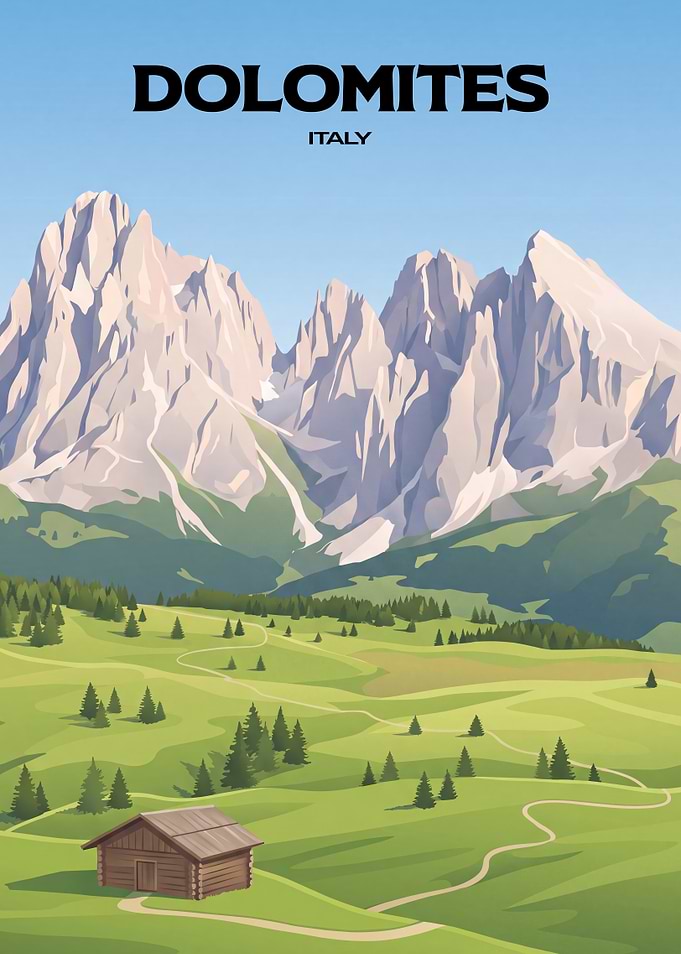 Dolomites Italy Travel Poster