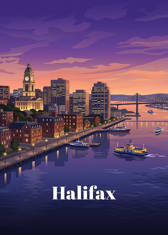 Halifax Waterfront Sunset Travel Poster
