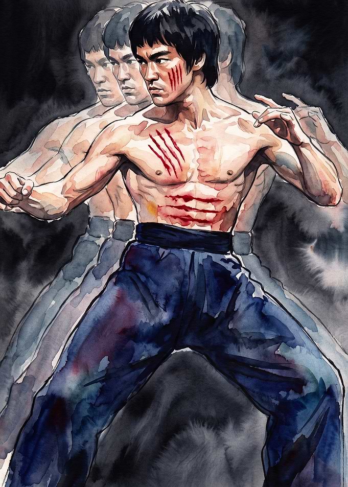 Martial Artist Action Watercolor Po