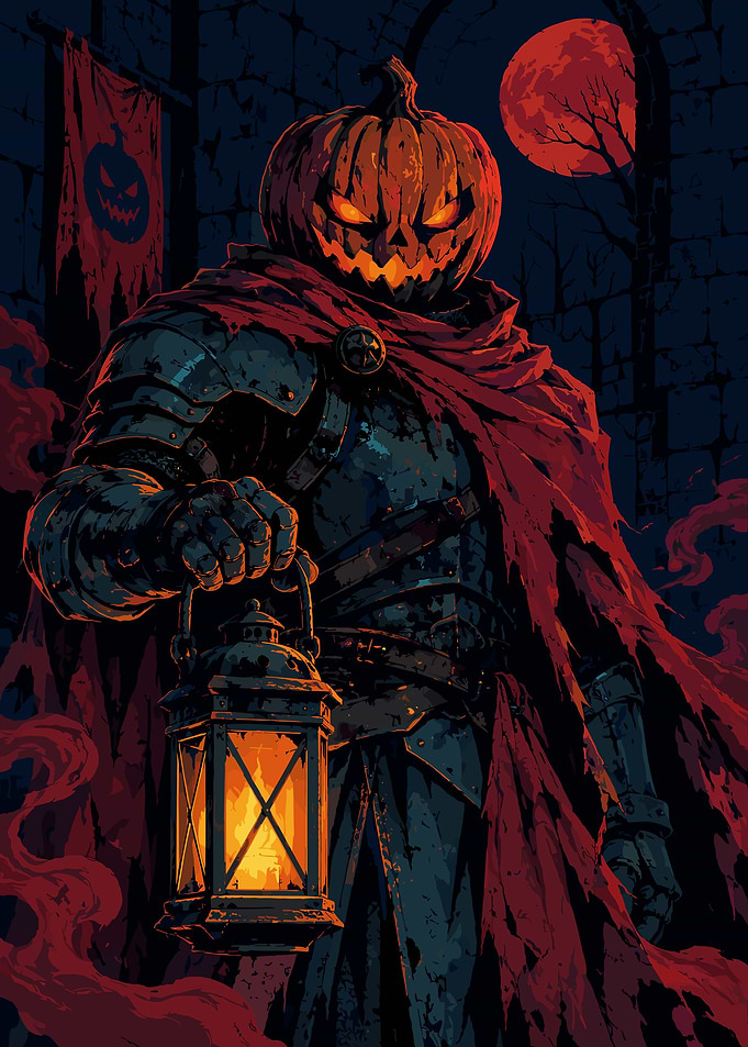 Pumpkin Head Knight with Lantern