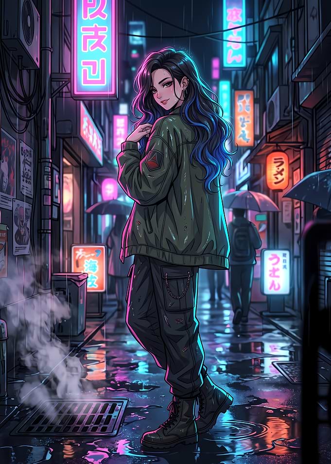 Rainy Night in Neon Tokyo