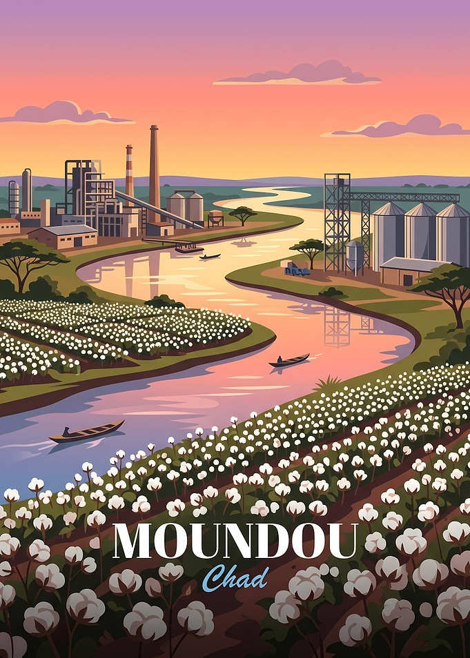 Moundou Chad Cotton Field Travel Poster
