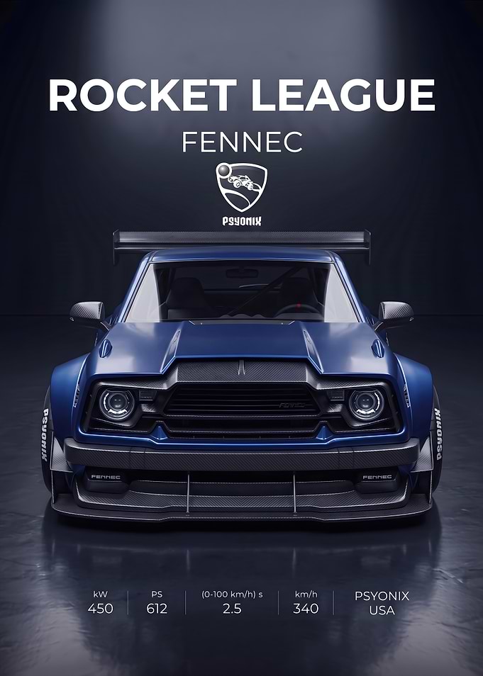 Rocket League Fennec Car Poster