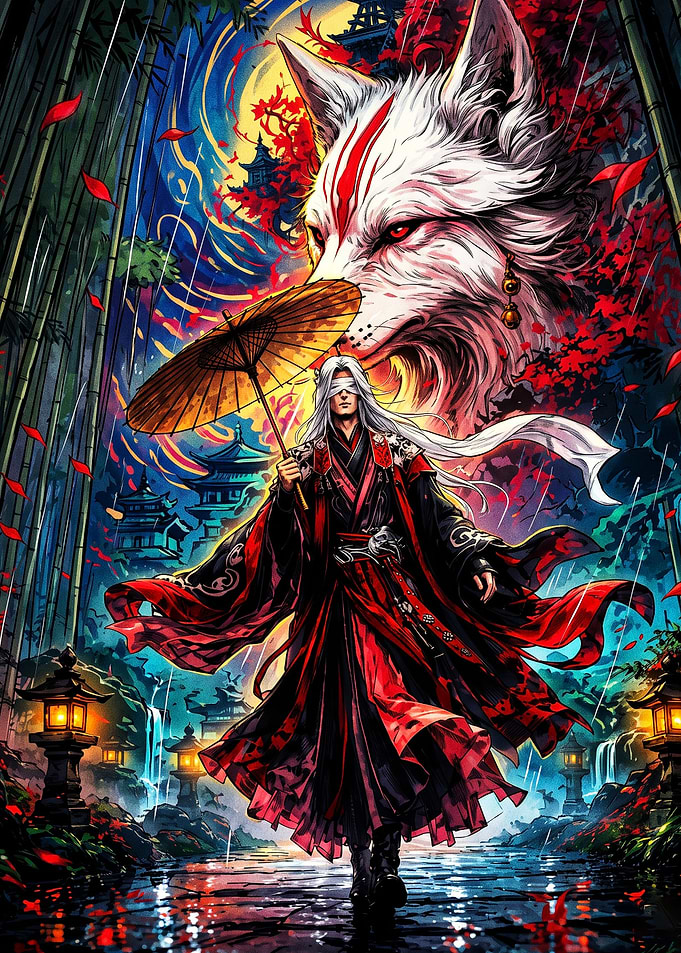 Anime Samurai Kitsune Fantasy Art