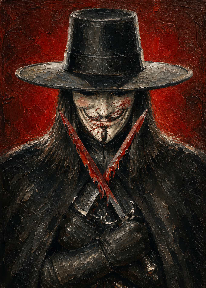 V for Vendetta Oil Painting Portrait