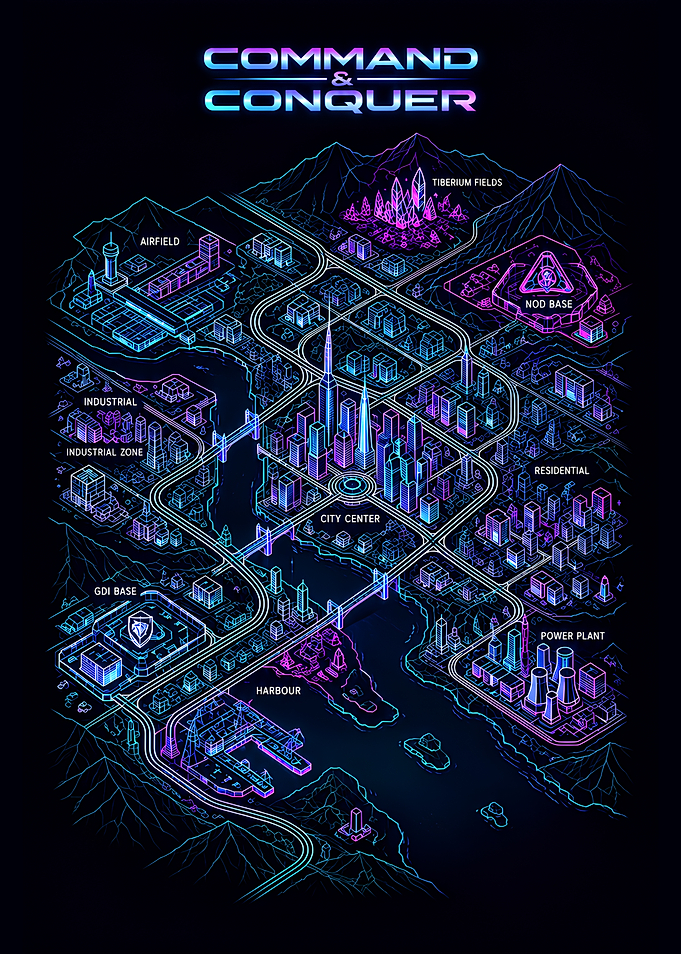 Command & Conquer Neon Isometric Map