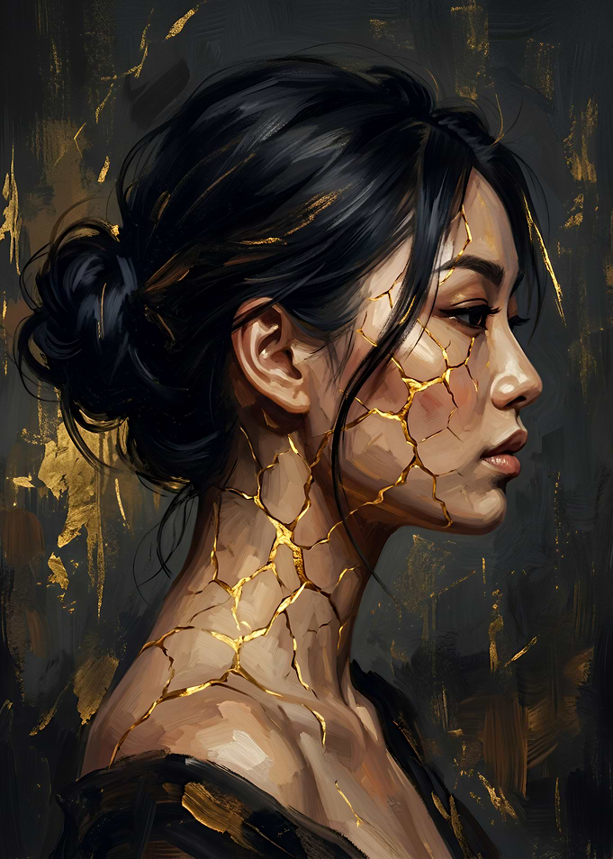Kintsugi Inspired Portrait of Woman