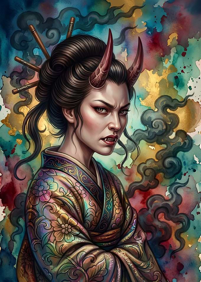 Oni Demon Woman in Kimono