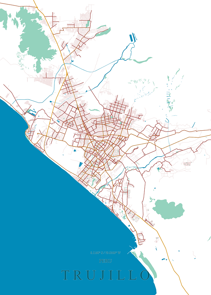 Minimalist Map of Trujillo, Peru