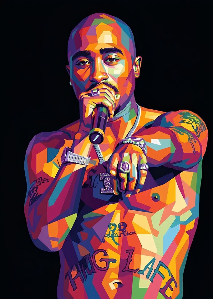Colorful Pop Art Portrait of Tupac