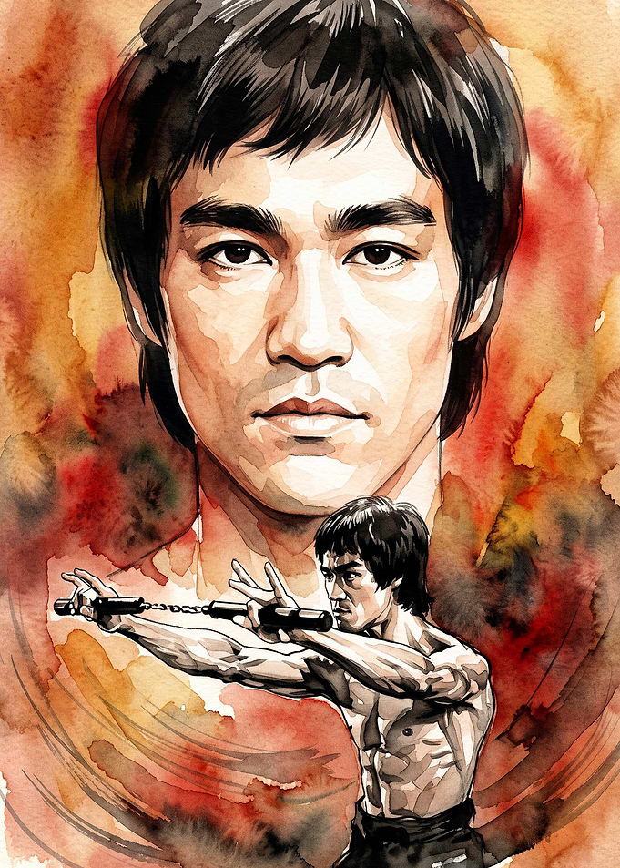 Martial Artist Nunchucks Watercolor
