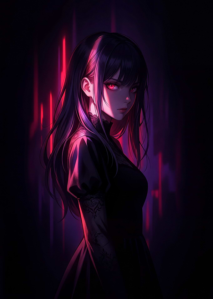 Anime Girl with Red Eyes