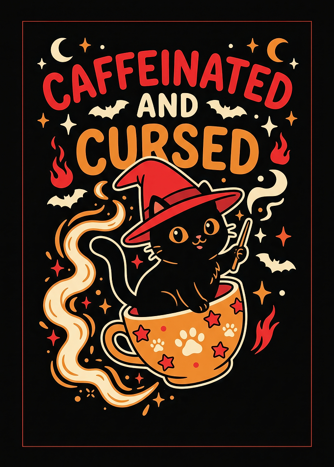 Caffeinated and Cursed Witch Cat