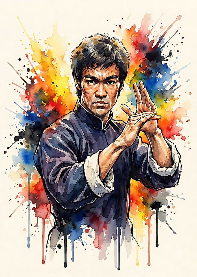 Bruce Lee Watercolor Portrait