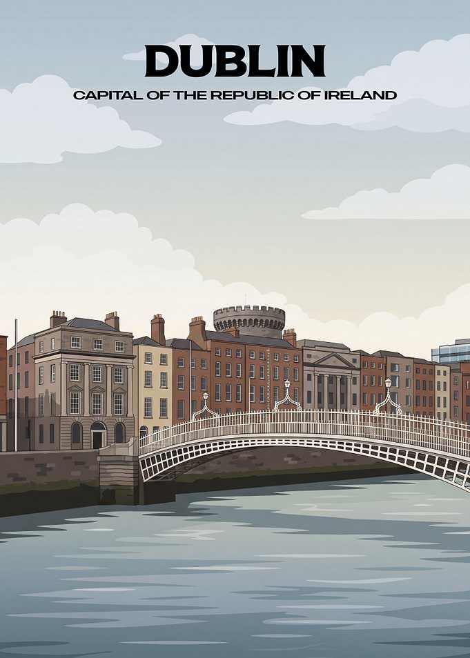 Dublin Cityscape Travel Poster