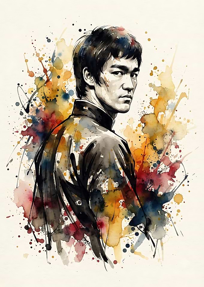 Bruce Lee Watercolor Portrait