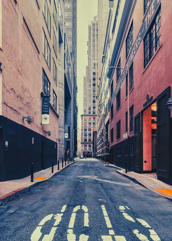 Urban Alleyway with Stop Sign