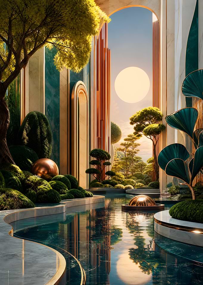 Futuristic Zen Garden Sanctuary