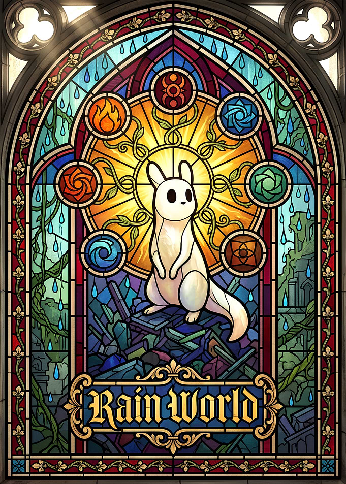 Rain World Stained Glass Art