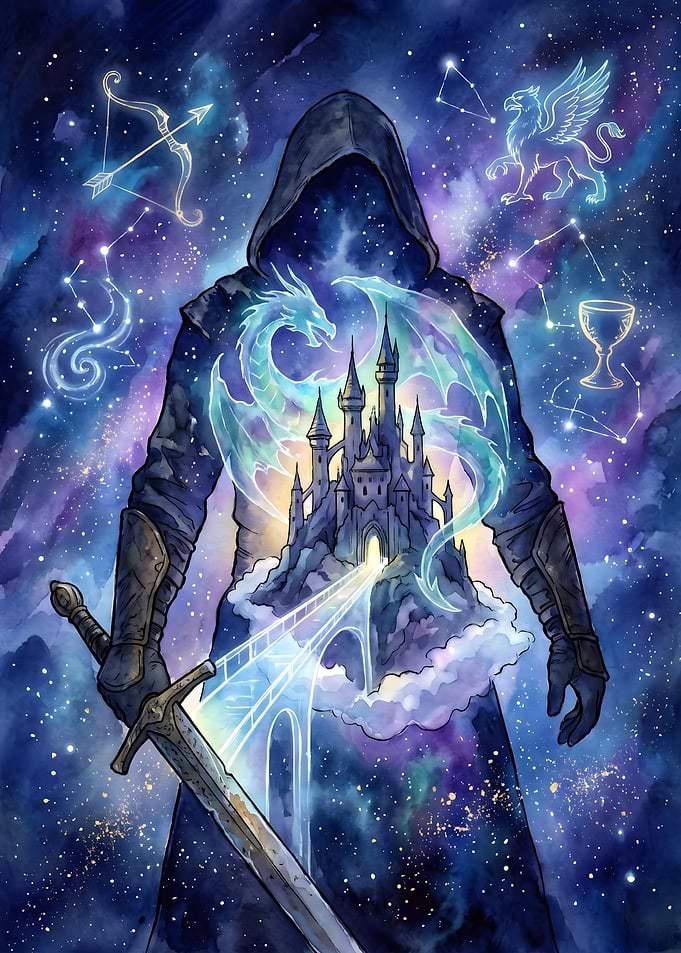 Cosmic Guardian with Castle and Dragon