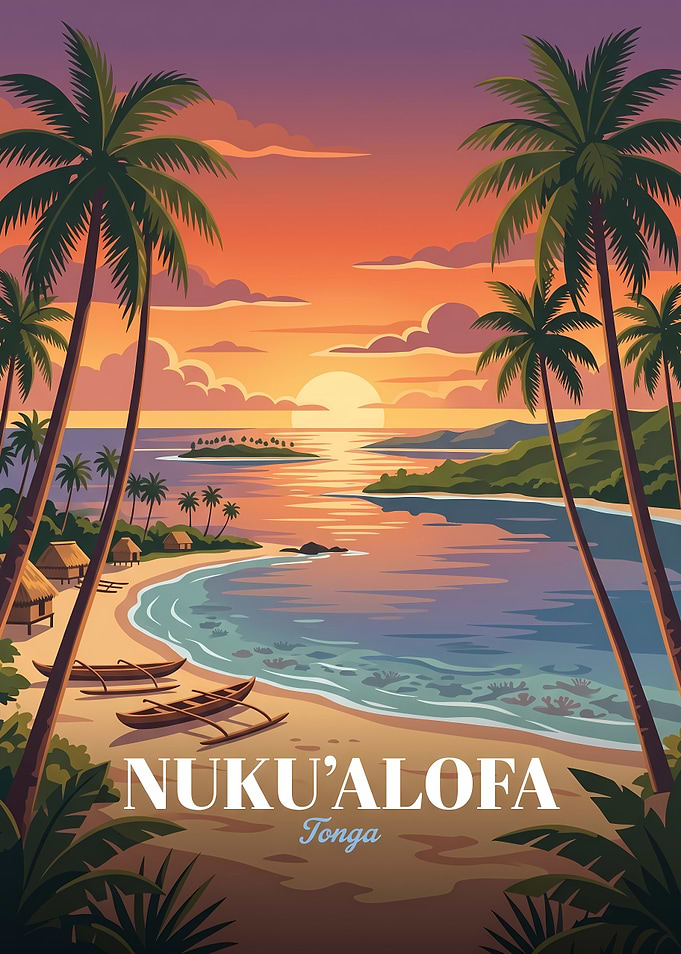 Nuku'alofa Tonga Tropical Sunset Poster
