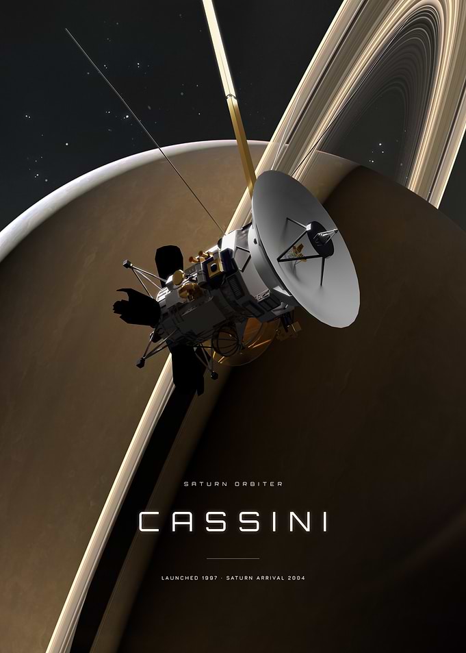 Cassini Saturn Orbiter Space Poster