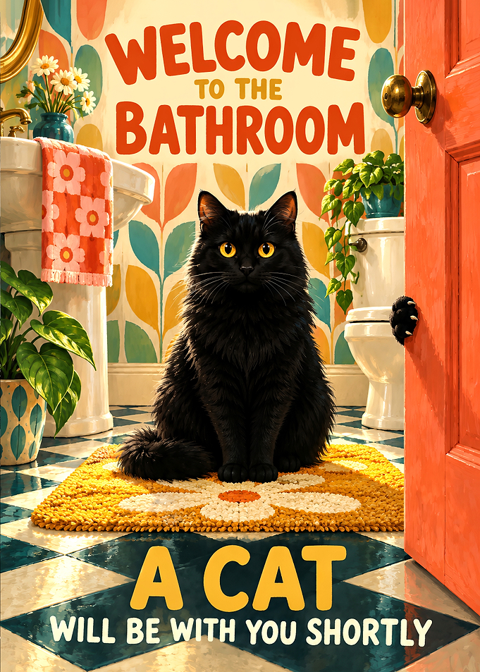 Welcome to the Bathroom Cat Poster